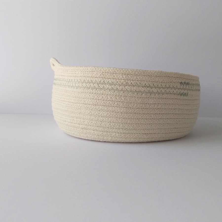 Colwell Coiled Rope Storage Bowl with blue grey detail