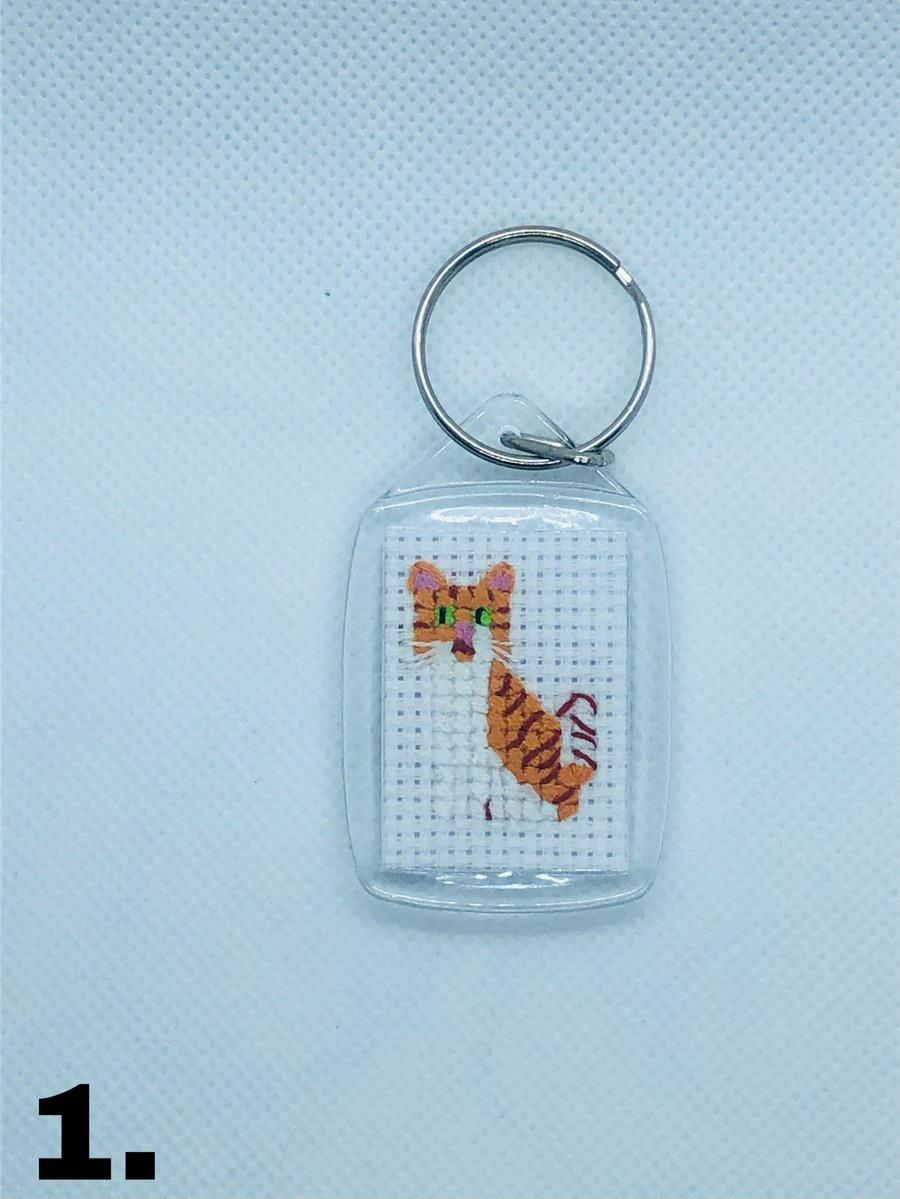 Embroidered Cats Keyrings