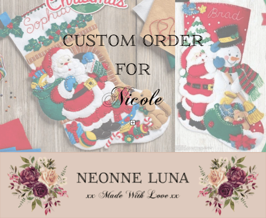Custom Pre Order for Nicole  -  Christmas Stockings x 2 Deposit - Bucilla 