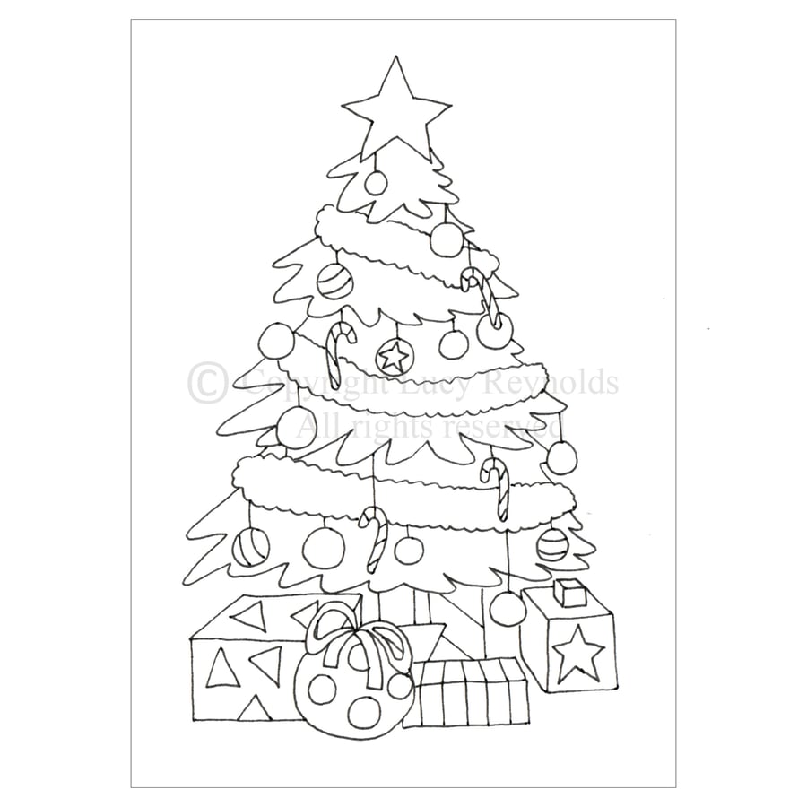 Colour-me-in Christmas Tree Card