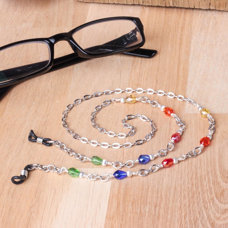 Glasses chain - rainbow drops colourful sunglasses lanyard neck chain