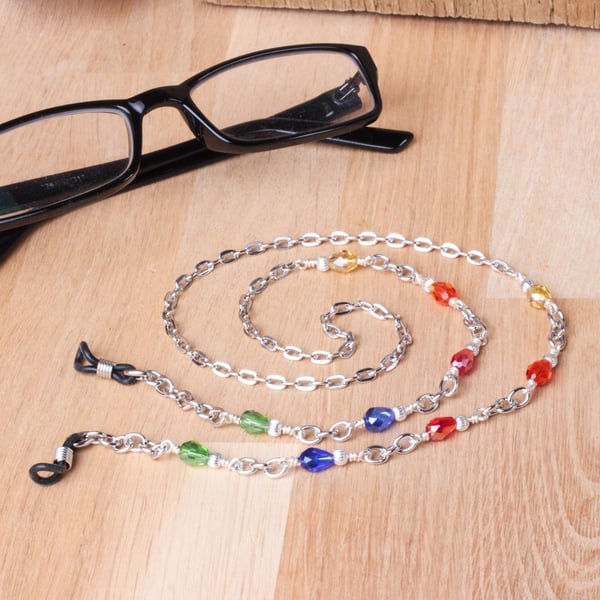 Glasses chain - rainbow drops colourful sunglasses lanyard neck chain
