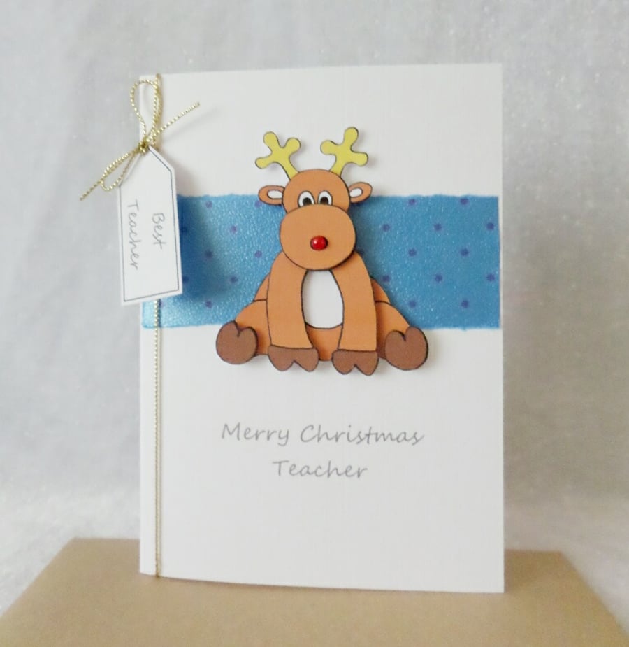 Christmas Teacher Card Reindeer