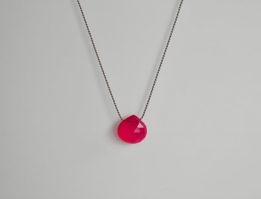 Hot Pink Chalcedony Necklace