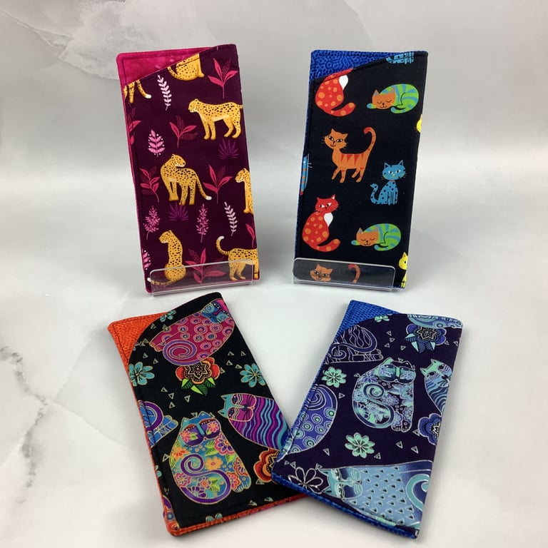 Cats glasses case, slip case, options, handmade