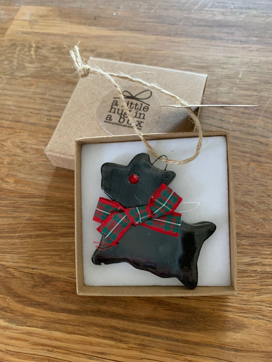  A Little Hug in a Box Hand Made Porcelain Glazed Scottie Gift