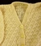Hand knitted baby cardigan to fit 22 inch chest - lemon - V neck - knitted baby  - Image 2