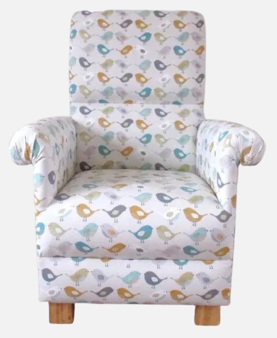 Mustard Armchair Fryetts Birds Ochre Adult Chair Accent Small Nursery Nursing