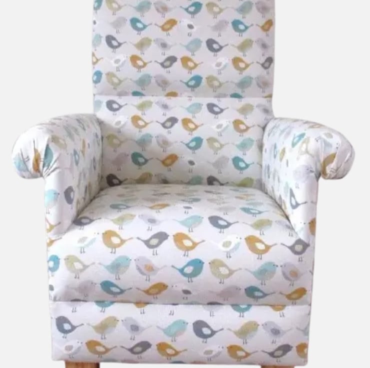 Mustard Armchair Fryetts Birds Ochre Adult Chai Folksy