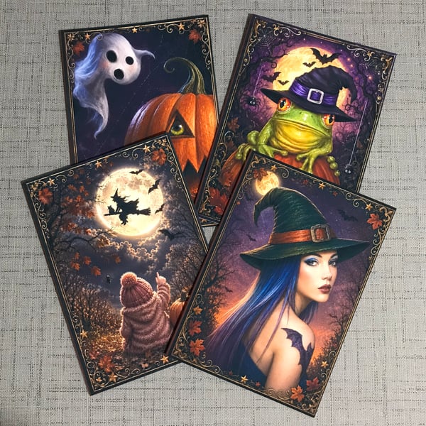 Halloween Sugar Skull Greeting Cards – A5 Blank Inside Set of 4 or Individual