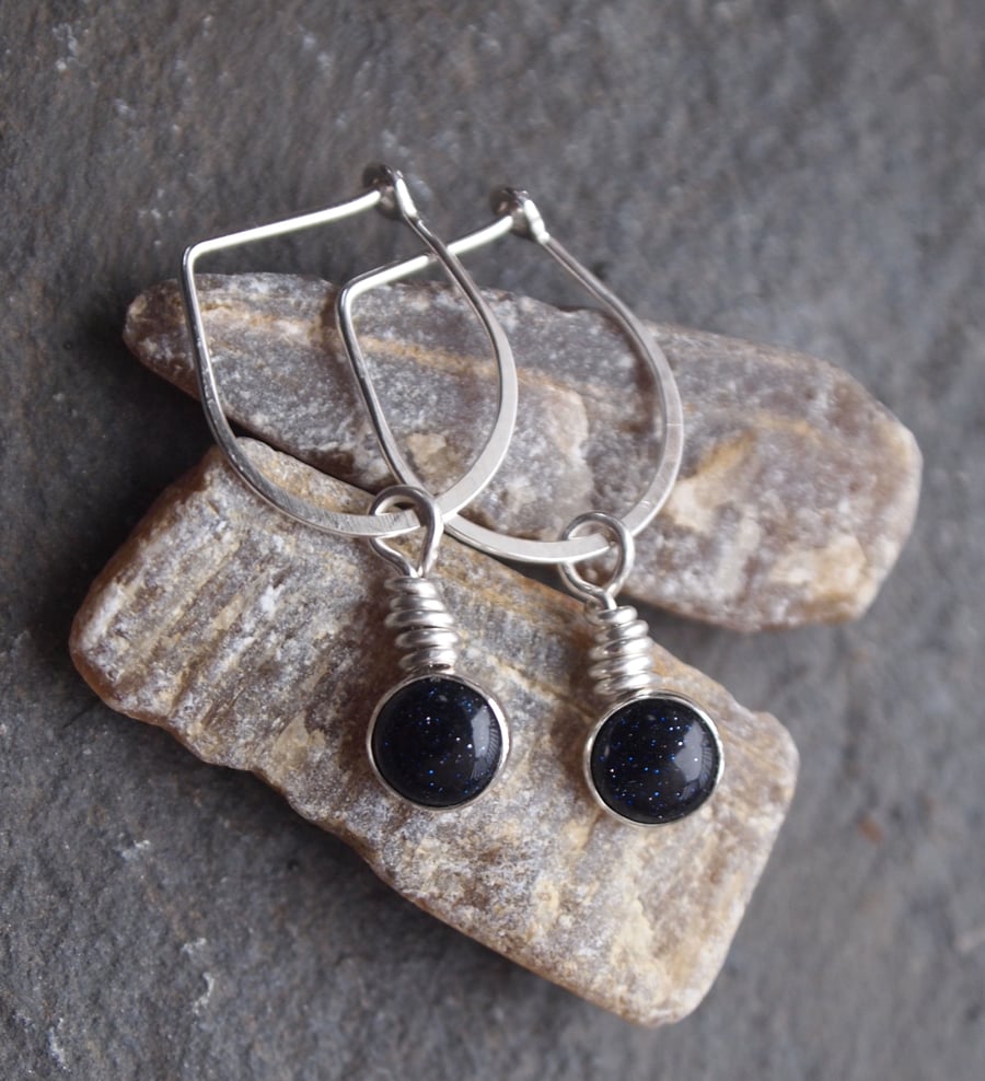 Gemstone silver drop earrings