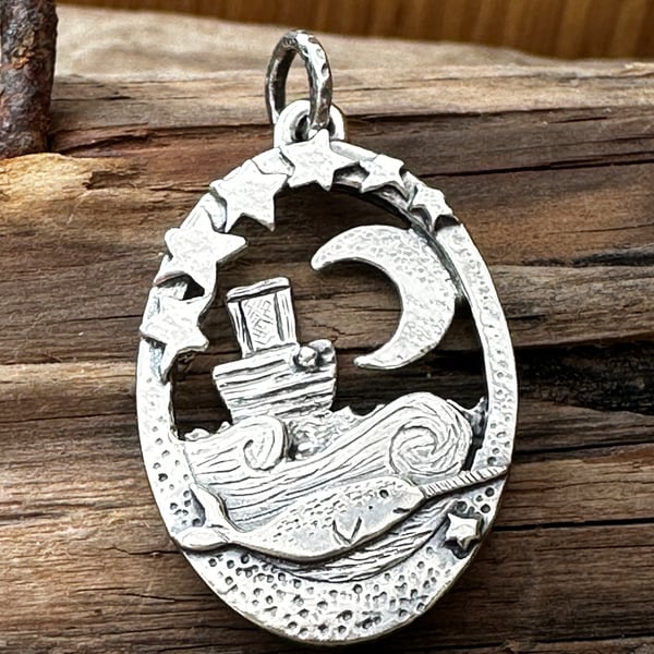 Narwhal and Boat Pendant