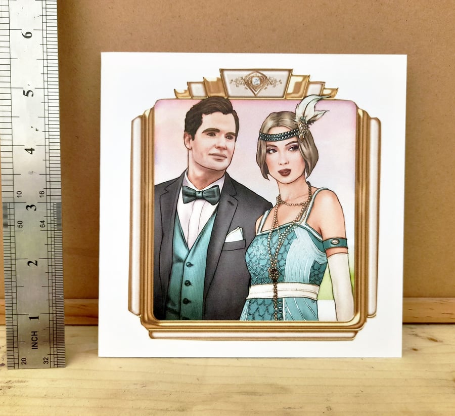 4 charming Art Deco Style greetings cards. 