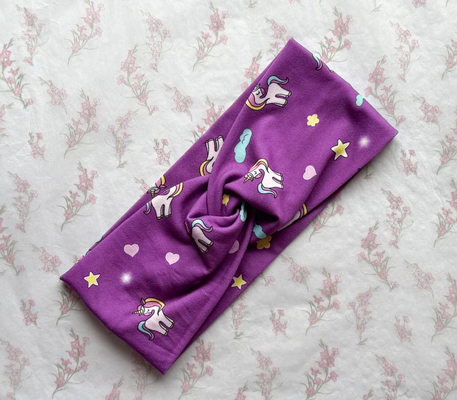 Women's Twist Knot Headband-Hairband Knot-Jersey Twist Headband-Unicorns-HA008