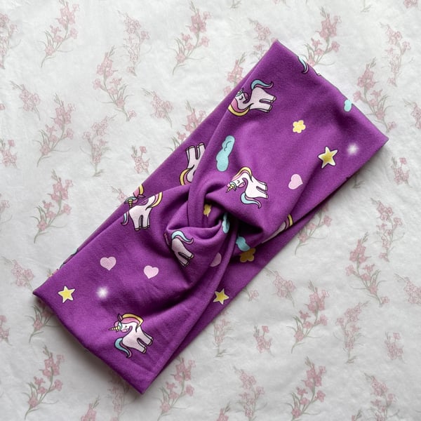 Women's Twist Knot Headband-Hairband Knot-Jersey Twist Headband-Unicorns-HA008