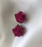 Rose Flower Earrings - Pierced or Clip-On Available - Image 2