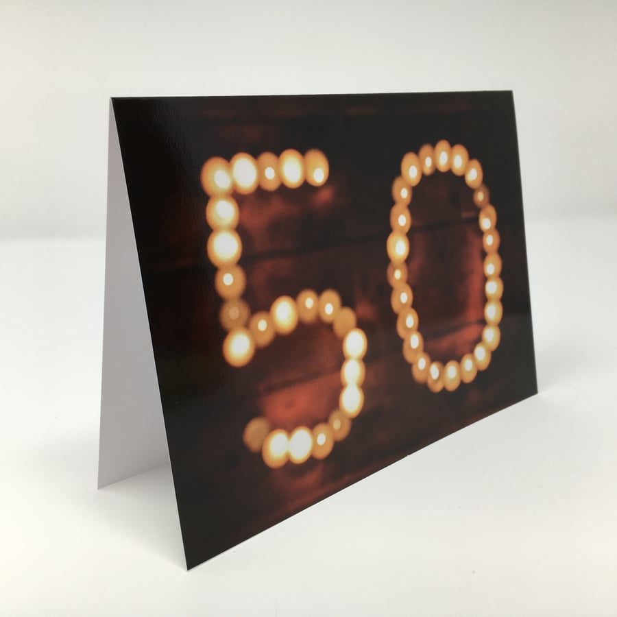 'Fifty' birthday blank greeting card