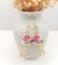 Floral Earrings - Plum Rose Earrings - Rose Flower Porcelain Drop Earrings - Image 4