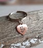Heart Shaped Fox Key Ring - Hand Stamped Copper  - 7th Anniversary Gift - Image 1