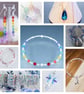 Drop earrings with silver chain, beads and dark blue seed beads  - Image 5