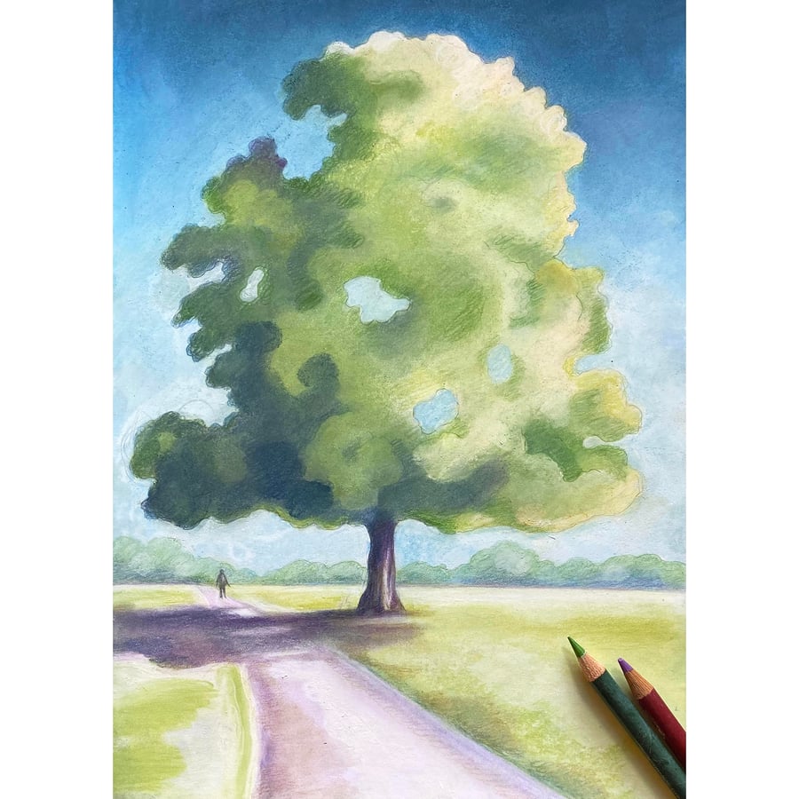 Chestnut Tree - original drawing - Bushy Park, chalk pastel