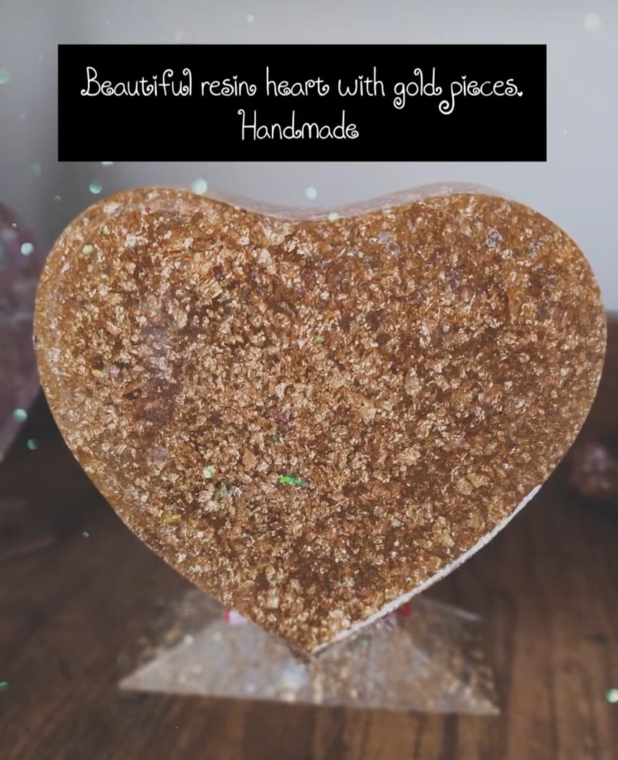Heart of Gold ornamental heart made from resin gold leaf nique gifts