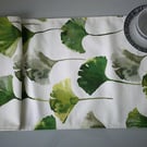 6.5ft Green Gray Table Runner Funky Modern Ginkgo Flower Cotton Sideboard Cover