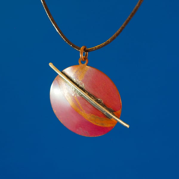 Red Planet Circular Copper Pendant