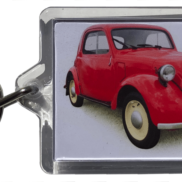 Fiat 500 Topolino 1938 - Keyring with 50x35mm Insert - Fun Car