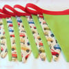 Bunting in red and green. Car bunting. Children's bunting. 