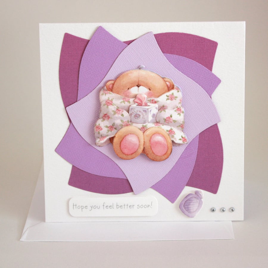 Handmade get well soon card - Forever Friends bear