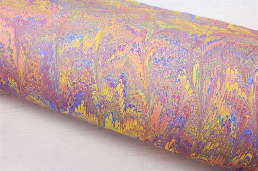 Rainbow waved nonpareil a2 sheet marbled paper