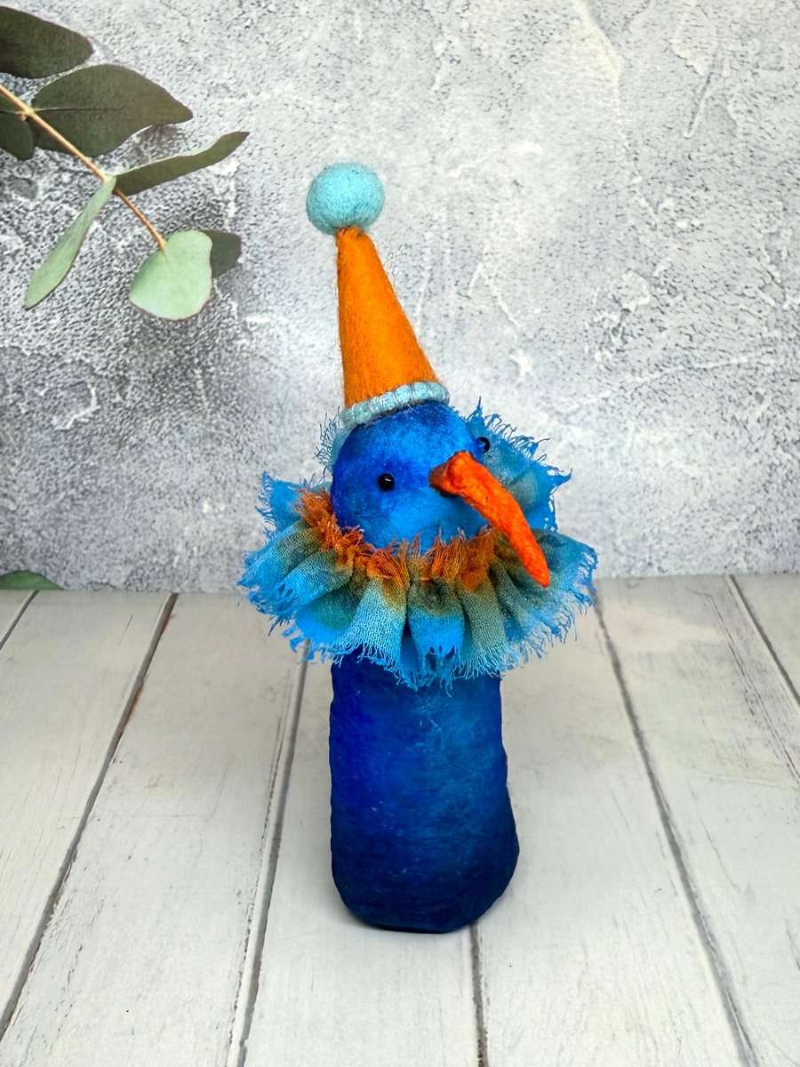Spun Cotton Blue Bird Art Doll