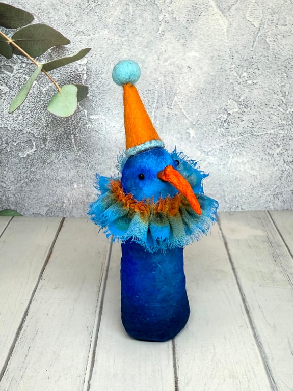 Spun Cotton Blue Bird Art Doll