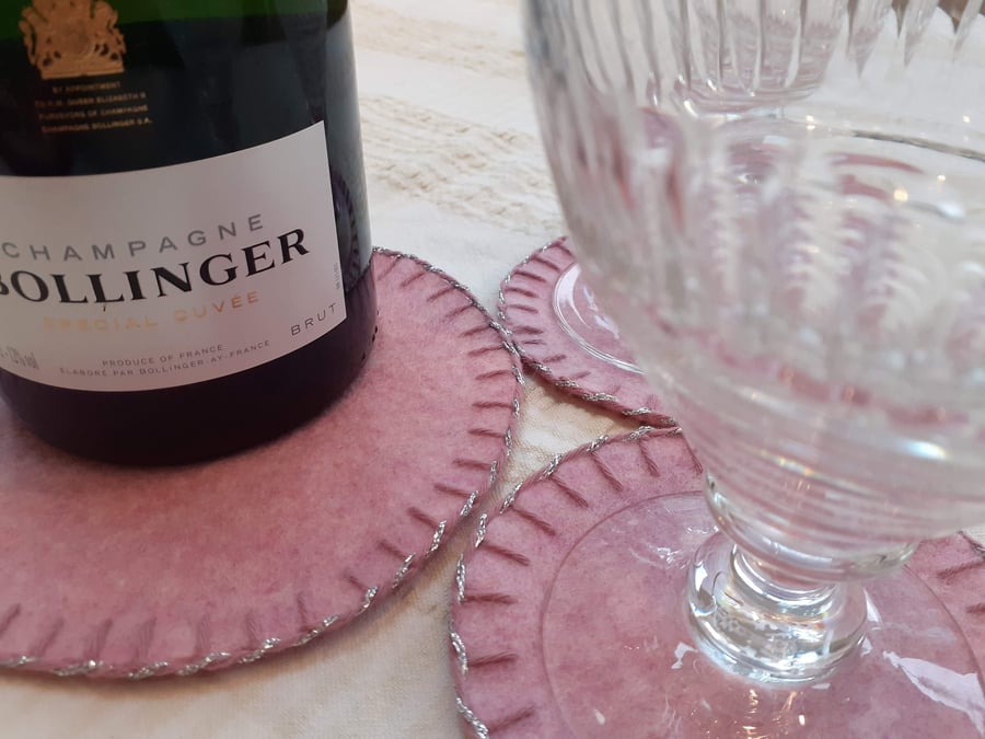 Felted merino tablemat and two coasters