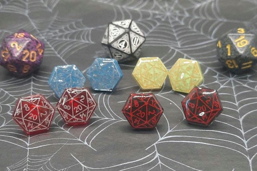 D20 Dice Resin Stud Earrings