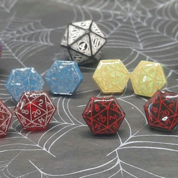 D20 Dice Resin Stud Earrings