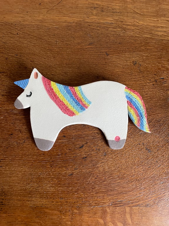 Ceramic rainbow unicorn wall-art