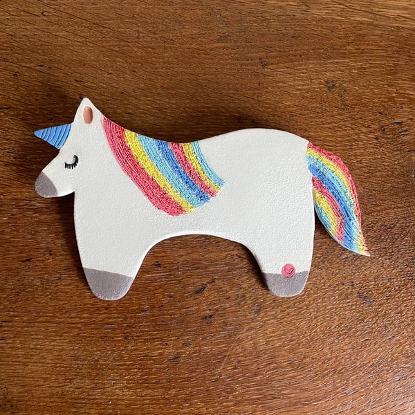 Ceramic rainbow unicorn wall-art