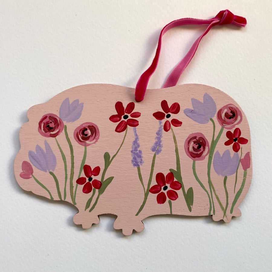 Wooden Guinea pig decoration, hand painted, Fl... Folksy