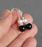Black Onyx and Crystal Jewellery Set - Necklace, Bracelet and Pearl Earrings - Image 4