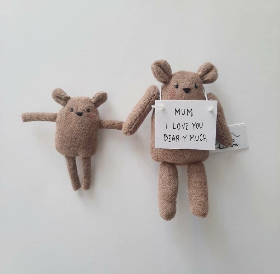 Small Pocket Mother Bear and Baby Bear, Mothers Day, Gift
