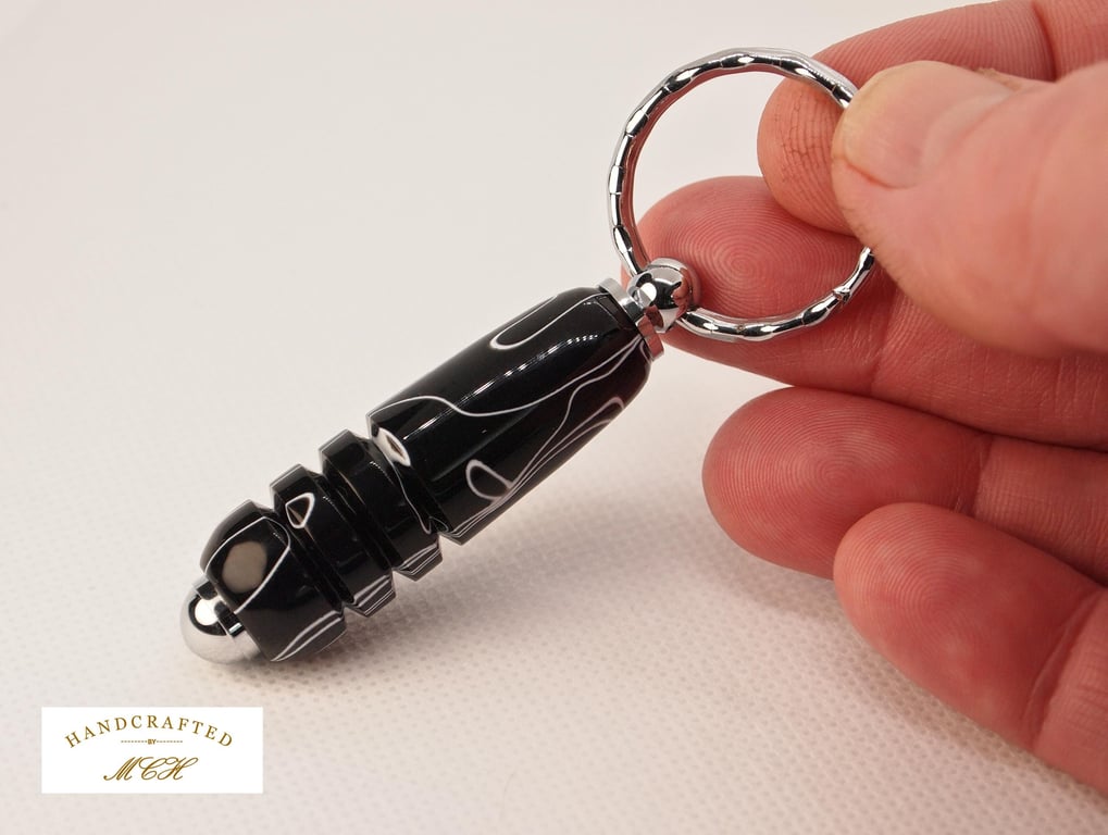 Handcrafted Acrylic Keyring Turned and polished with quality 'Chrome' fixings