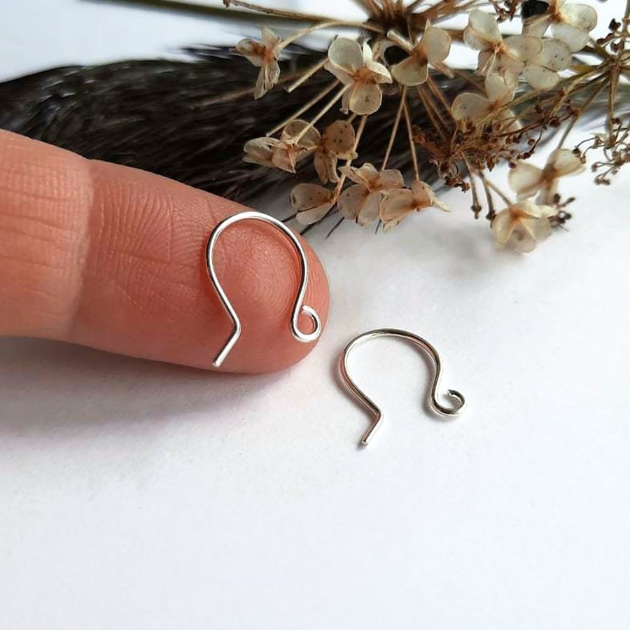 Mini Fish Hook Ear Wires - Recycled Sterling Si - Folksy