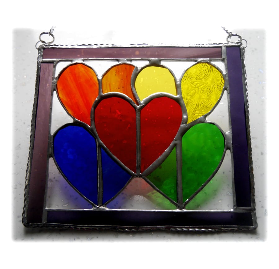Rainbow Hearts Picture Stained Glass Suncatcher 003