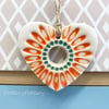 Small Ceramic heart decoration with orange daisy