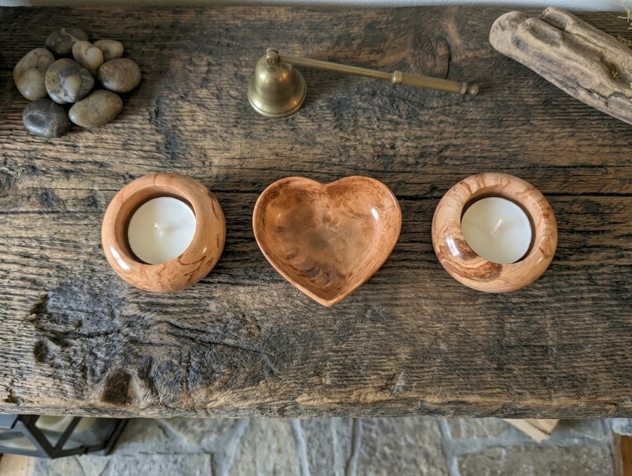 Terracotta Inspired Tealight Holder & Heart Dish Set