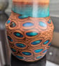 Handcrafted Yew ,  Lacewood , Banksia Vase with Blue & Green Resin . Peacock v - Image 3