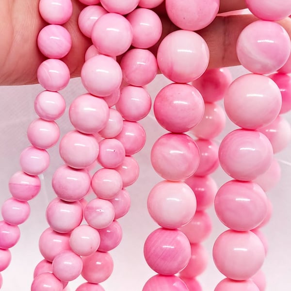 45pcs Natural Queen Conch Shell 8mm 15.5" Pink Conch Shell Disco loose beads