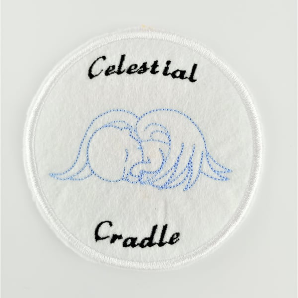 Celestial cradle patch with baby angel in the middle - Baby loss sew on patch